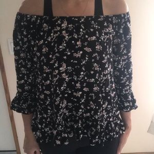 Floral print off shoulder top